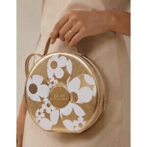 Marc Jacobs Daisy Gold Round Cosmetic Train Case Vanity Bag Floral Makeup Case
